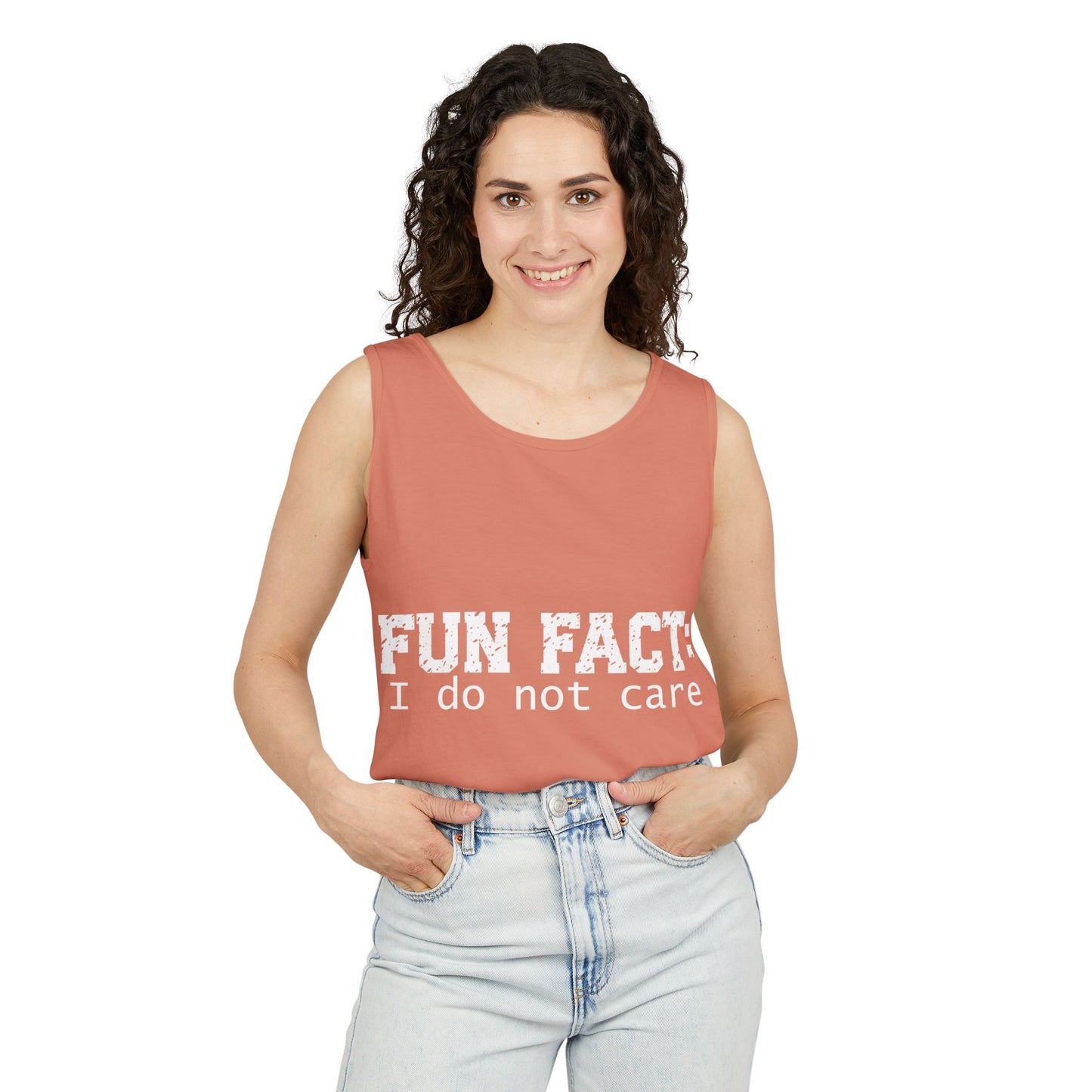 Unisex Tank Top - Funny - Fun Fact: I Do Not Care - White Writing