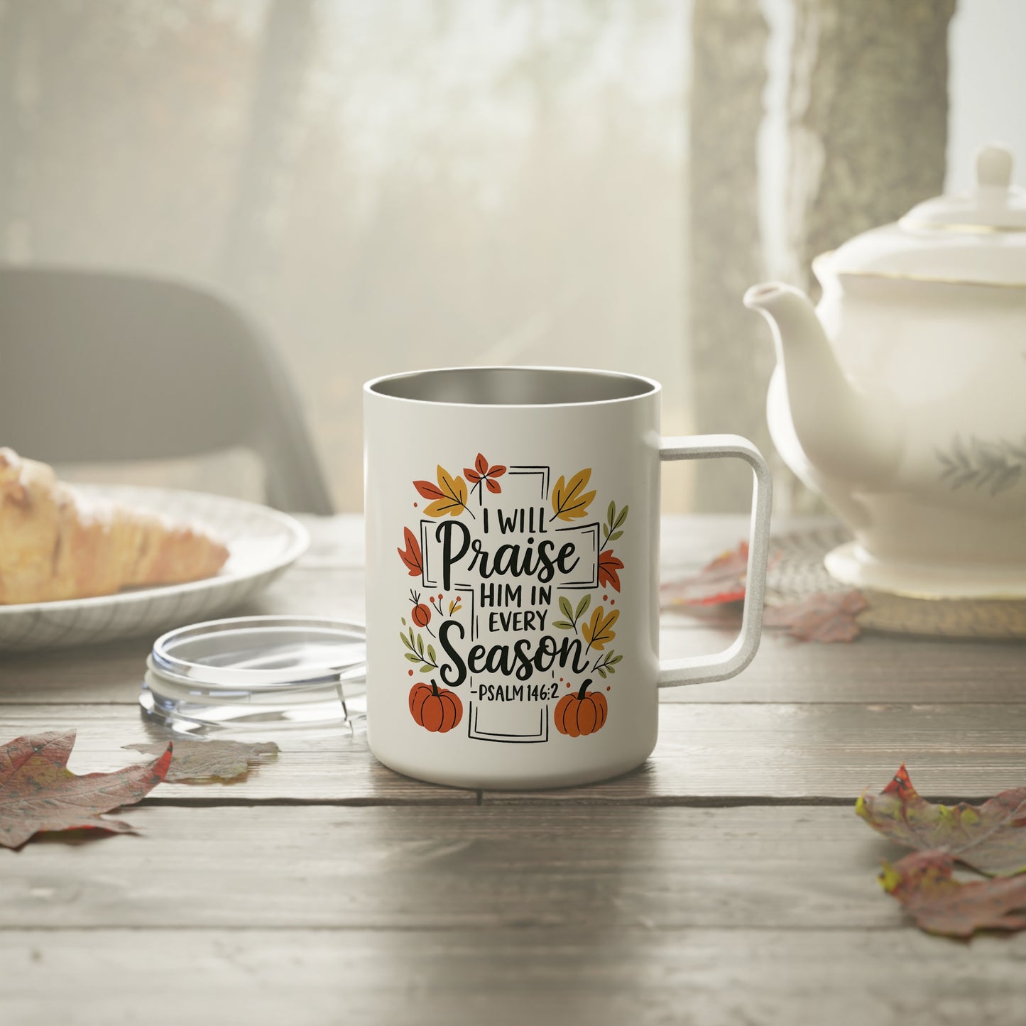 Insulated Mug - Faith - I will Praise Him in Every Season (01 Autumn)