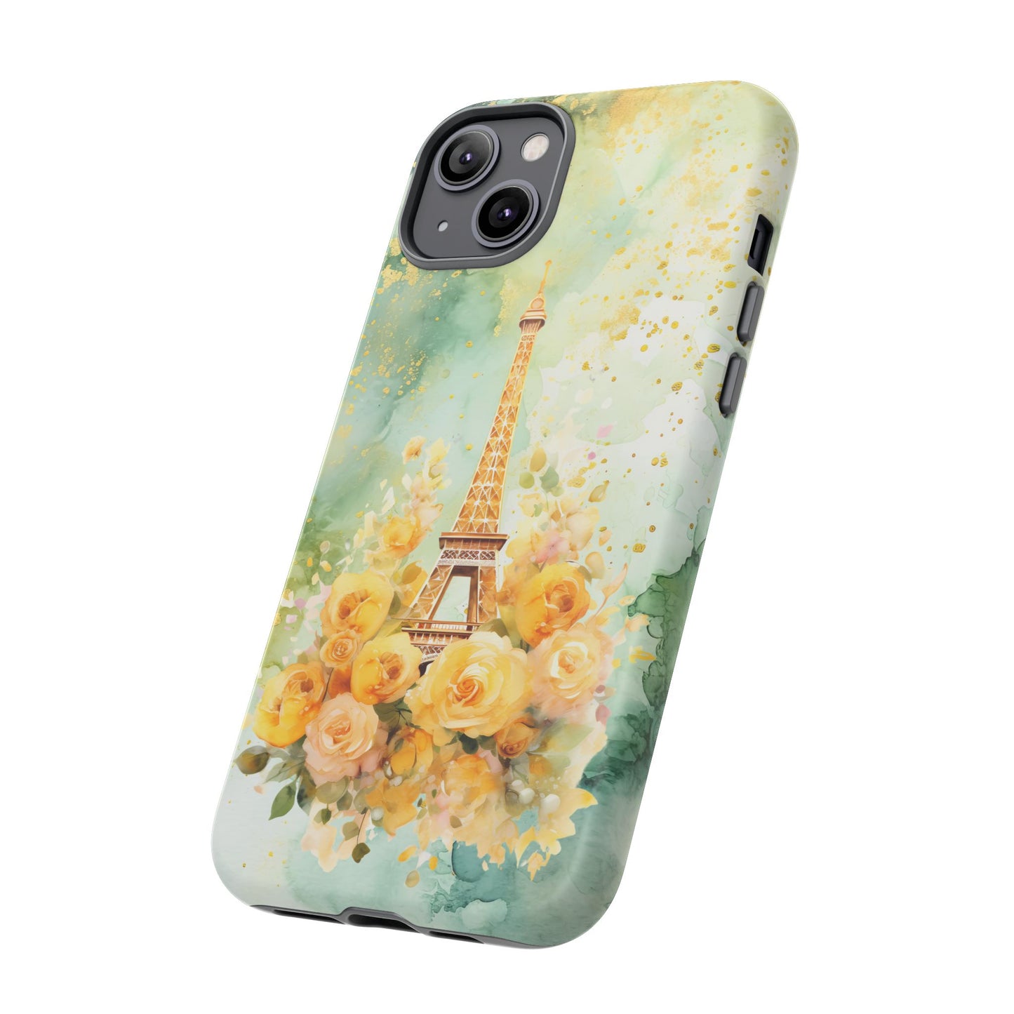 Tough Cell Phone Case - Paris - Eiffel Tower with Yellow Roses (1)