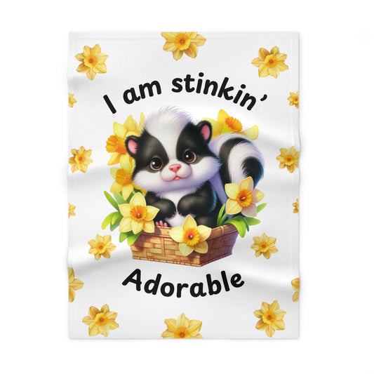 Soft Fleece Baby Blanket - Stinkin' Adorable with Skunk (1)