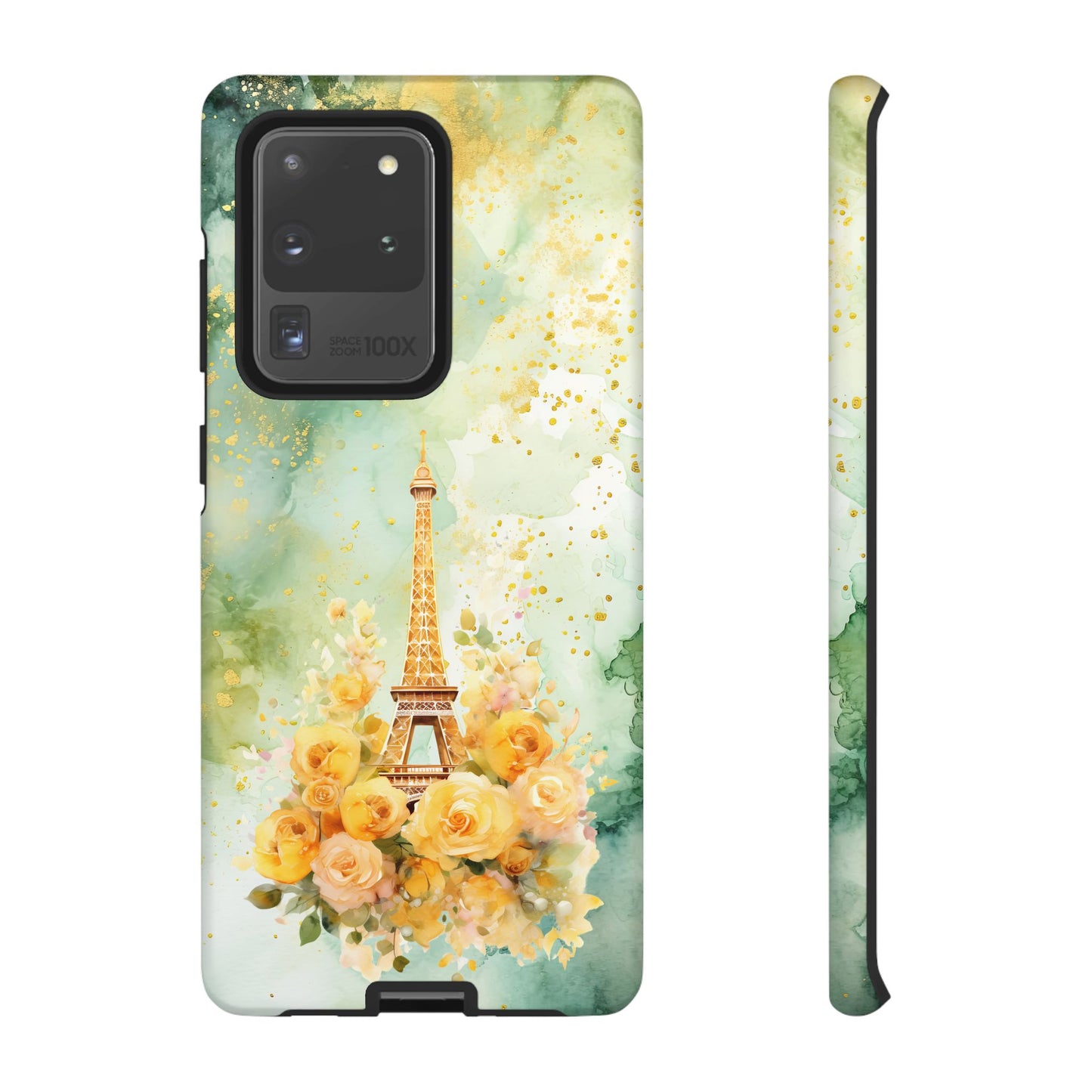 Tough Cell Phone Case - Paris - Eiffel Tower with Yellow Roses (1)