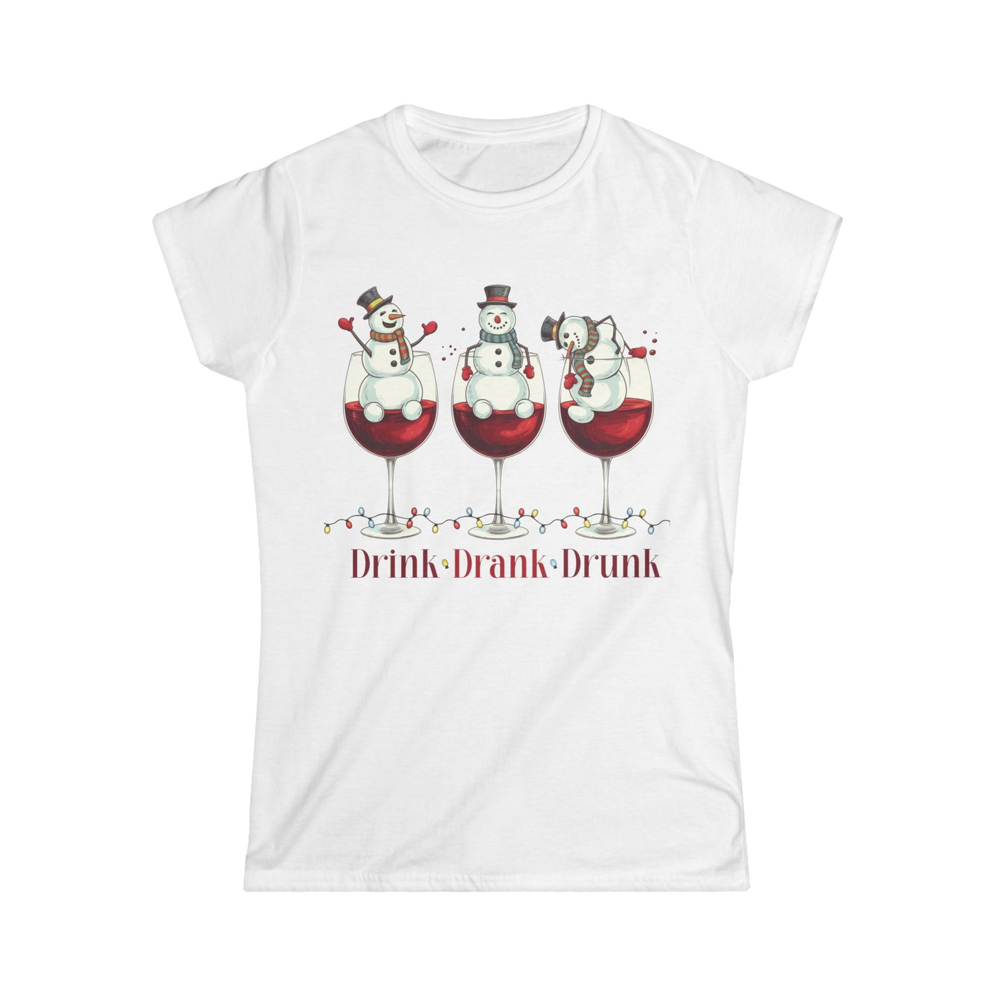 Female T-Shirt - Christmas - Wine Snowmen (01)