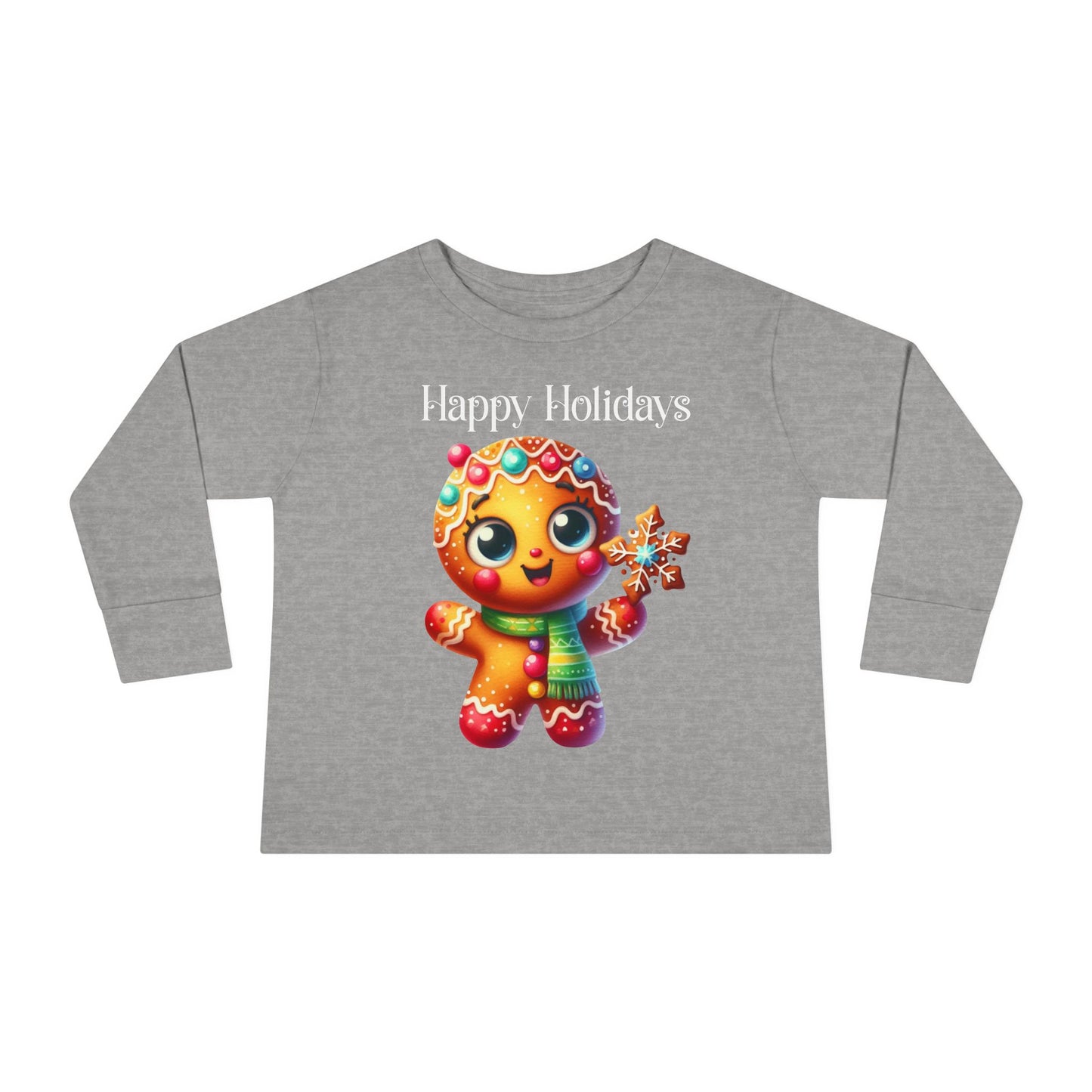 Toddler LS Tee - Christmas - Gingerbread - Happy Holidays (03a)