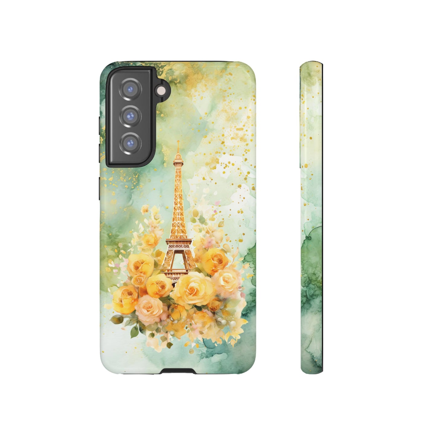 Tough Cell Phone Case - Paris - Eiffel Tower with Yellow Roses (1)