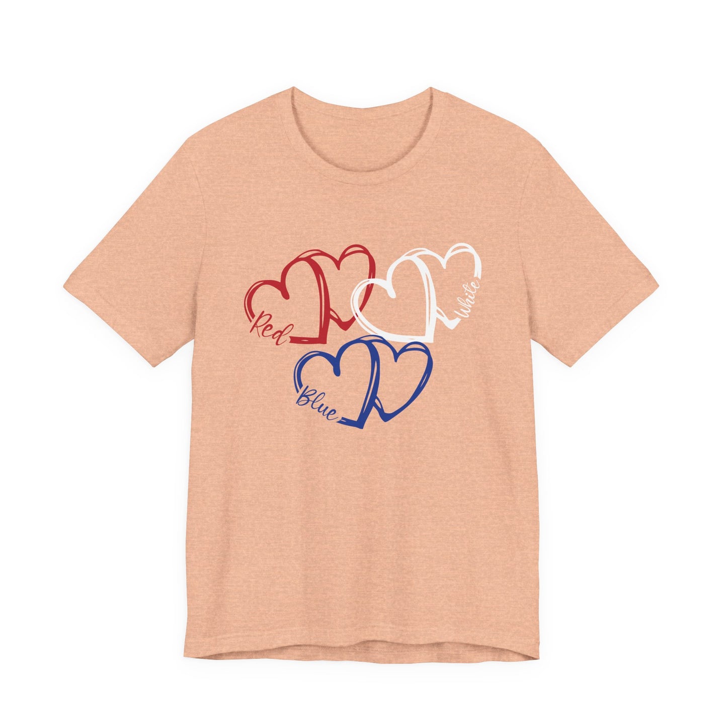 T-Shirt - Holiday - Red White Blue destressed hearts 01