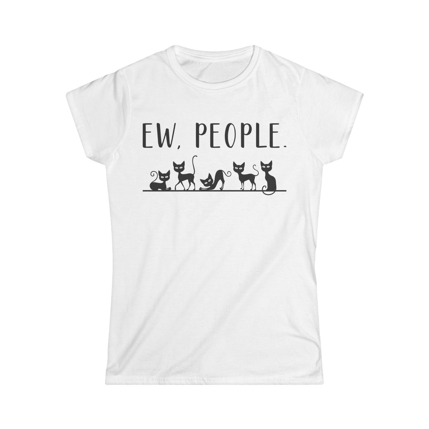 Female T-Shirt - Animal Lover - Ew People with Black Cats (01)