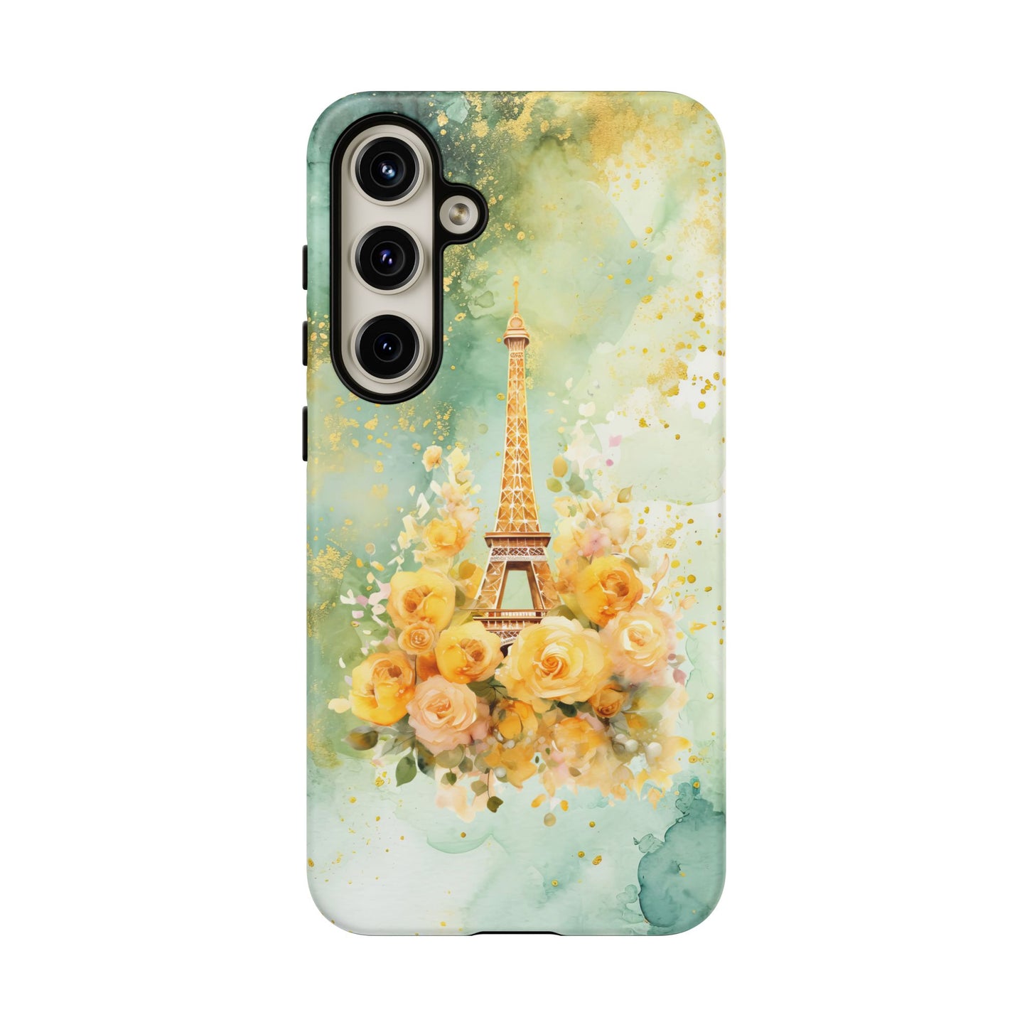 Tough Cell Phone Case - Paris - Eiffel Tower with Yellow Roses (1)