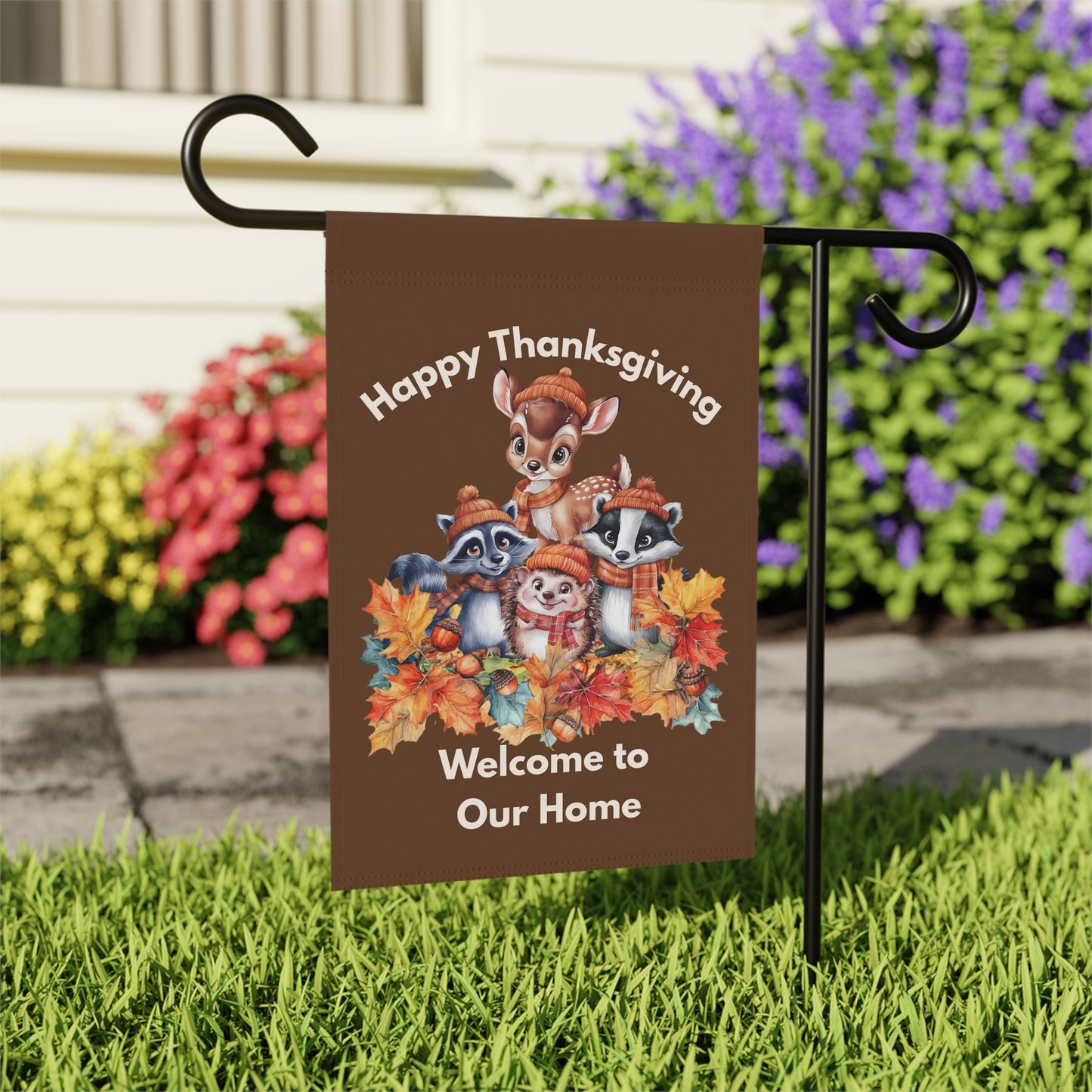Garden Flag - Thanksgiving -  Autumn Animals (01a)
