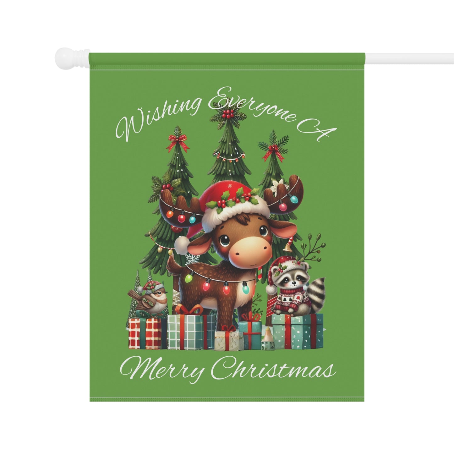 Garden Flag - Christmas - Merry Christmas Animals (01a Green)