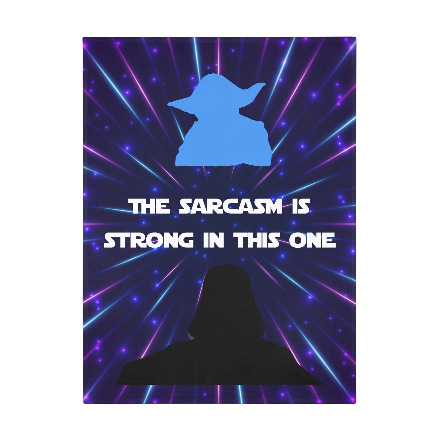 Fleece Blanket - Star Wars Theme with Yoda and Darth Vader Silhouettes - 'The sarcasm is strong in this one' - Perfect Gift for Sci-Fi Fans