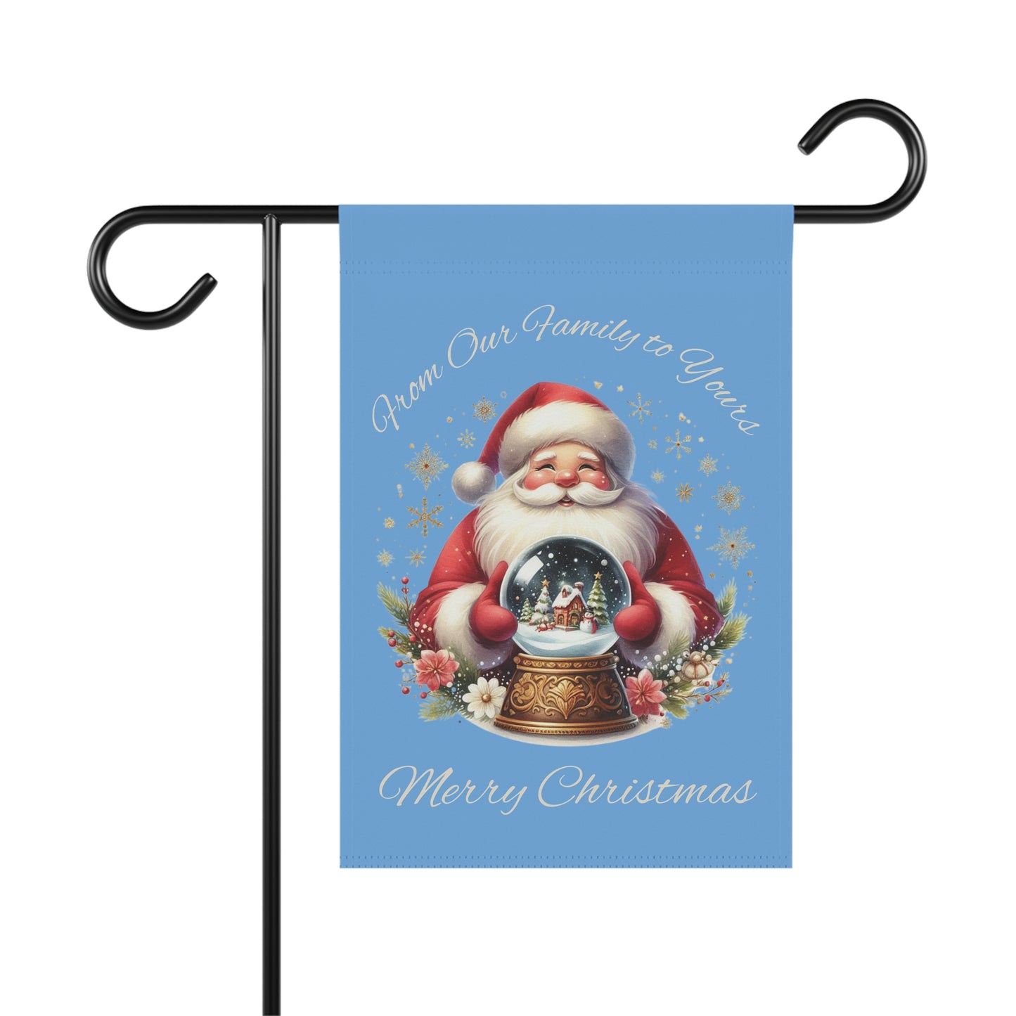 Garden Flag - Christmas - Vintage Santa (01a - Blue)