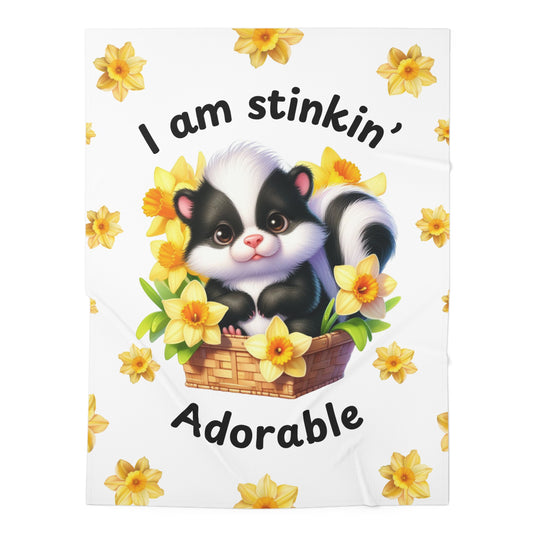 Swaddle Blanket - Stinkin' Adorable with skunk (1)