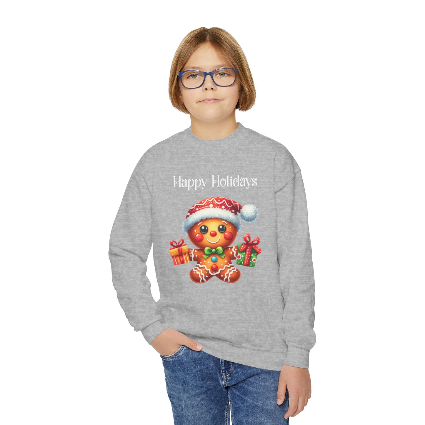 Child Sweatshirt - Christmas - Gingerbread - Happy Holidays (01a)