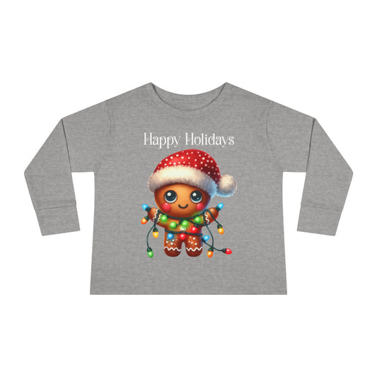Toddler LS Tee - Christmas - Gingerbread - Happy Holidays (02a)
