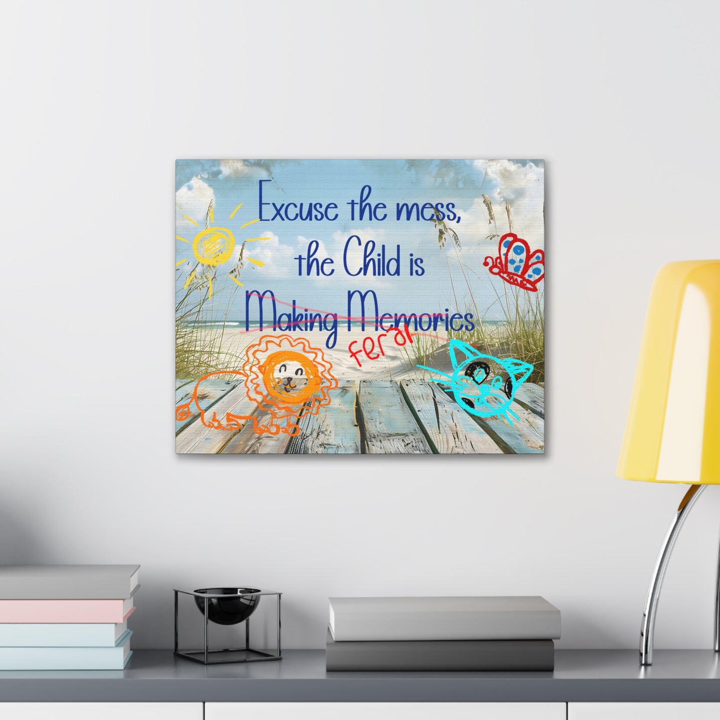 Canvas Art - Excuse the Mess, the Child is Making Memories with Animals 01