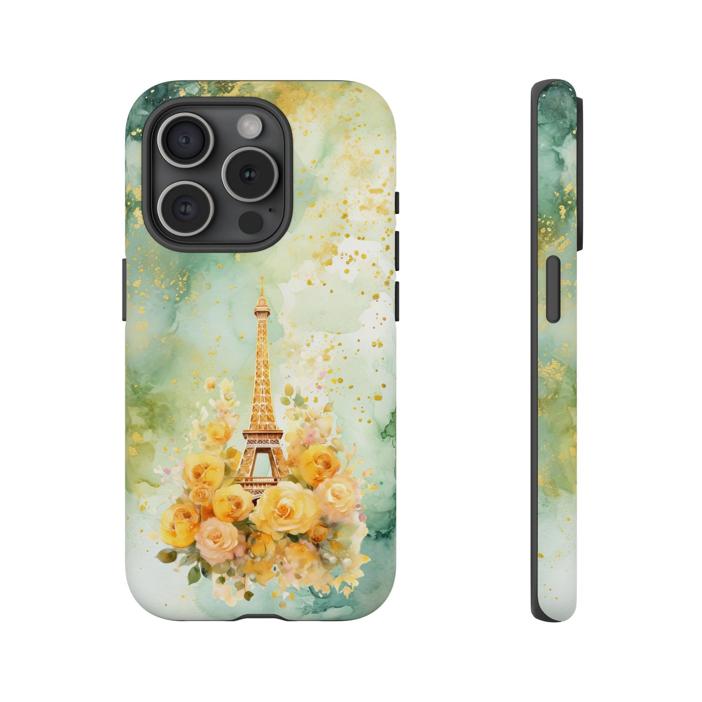 Tough Cell Phone Case - Paris - Eiffel Tower with Yellow Roses (1)