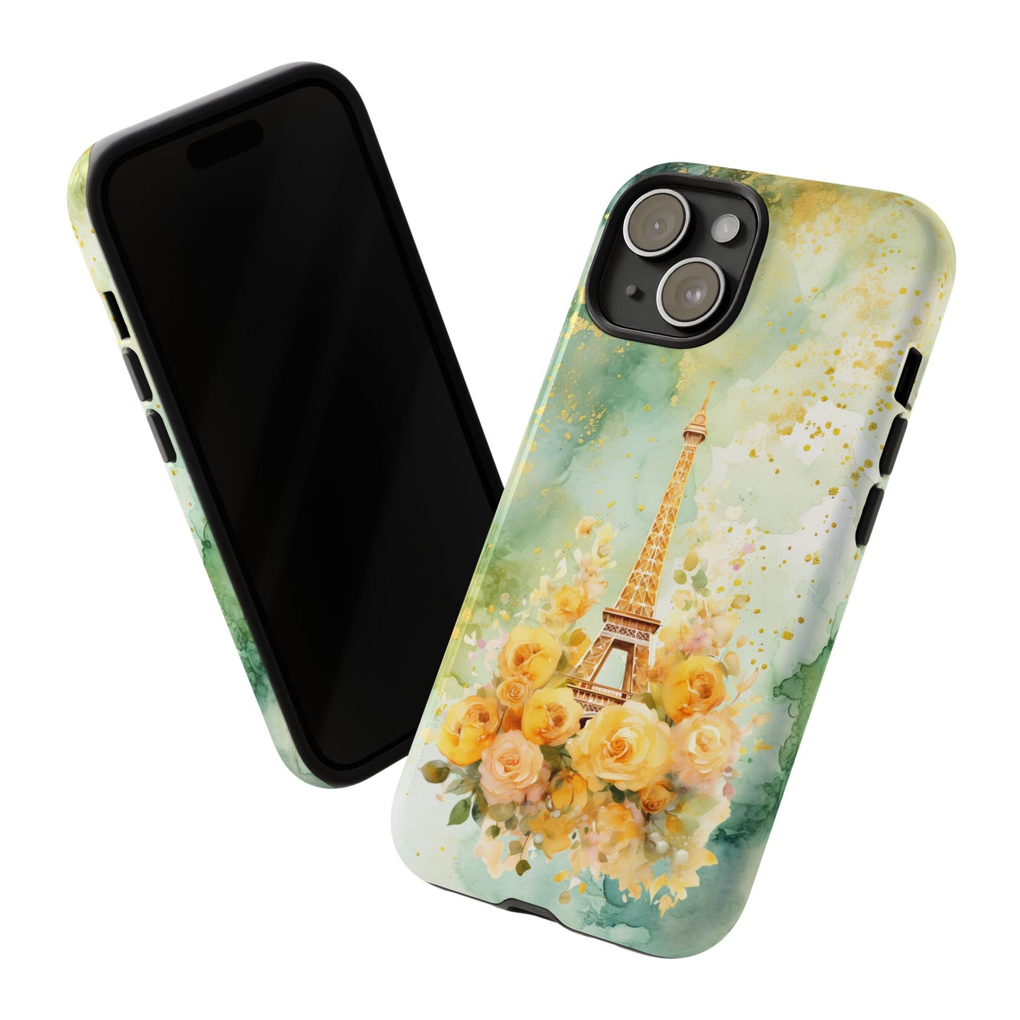 Tough Cell Phone Case - Paris - Eiffel Tower with Yellow Roses (1)