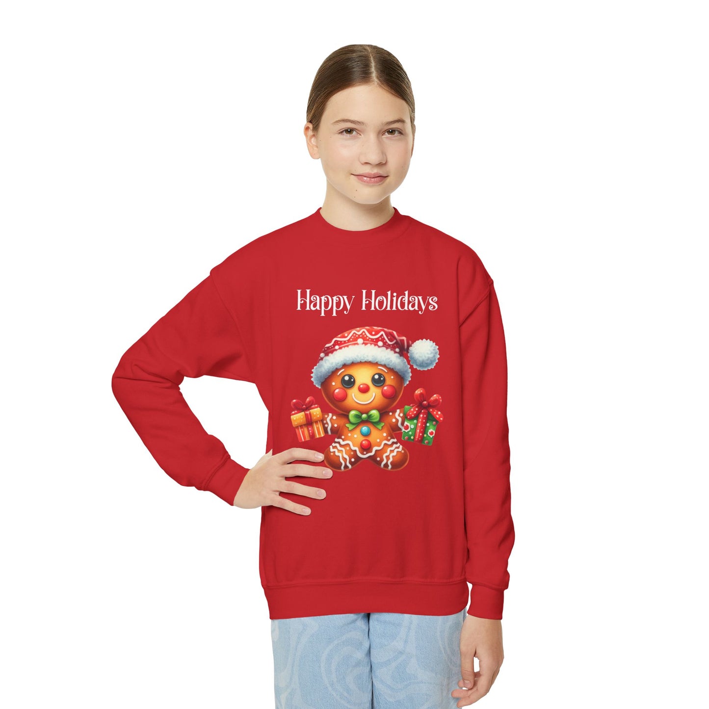 Child Sweatshirt - Christmas - Gingerbread - Happy Holidays (01a)