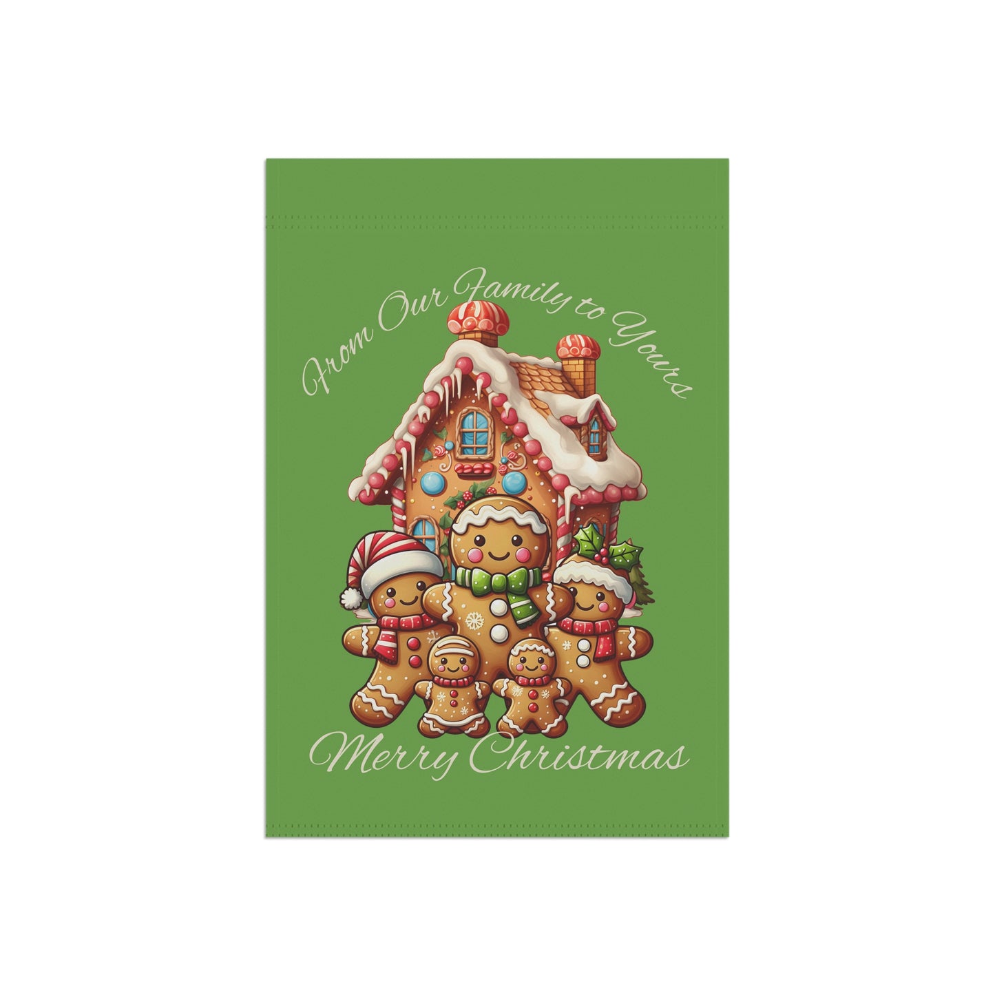 Garden Flag - Christmas - Gingerbread Family (02a - Green)