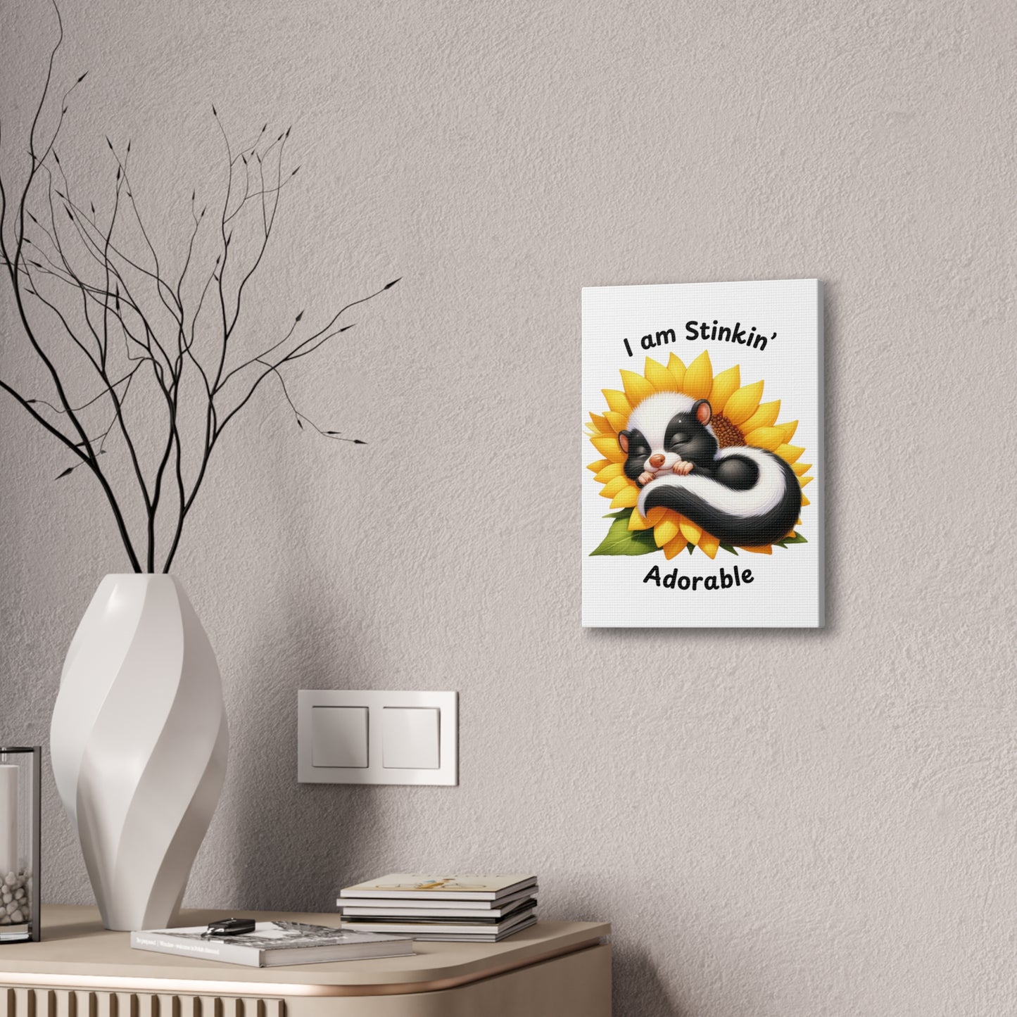 Nursery Canvas - Stinkin' Adorable with Skunk (2-a)