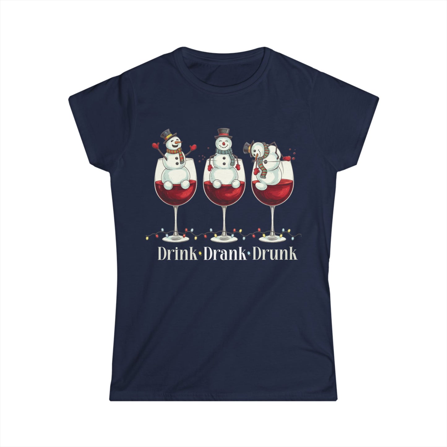 Female T-Shirt - Christmas - Wine Snowmen (01)