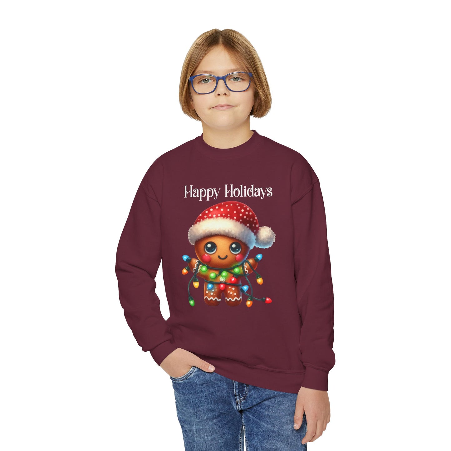 Child Sweatshirt - Christmas - Gingerbread - Happy Holidays (02a)