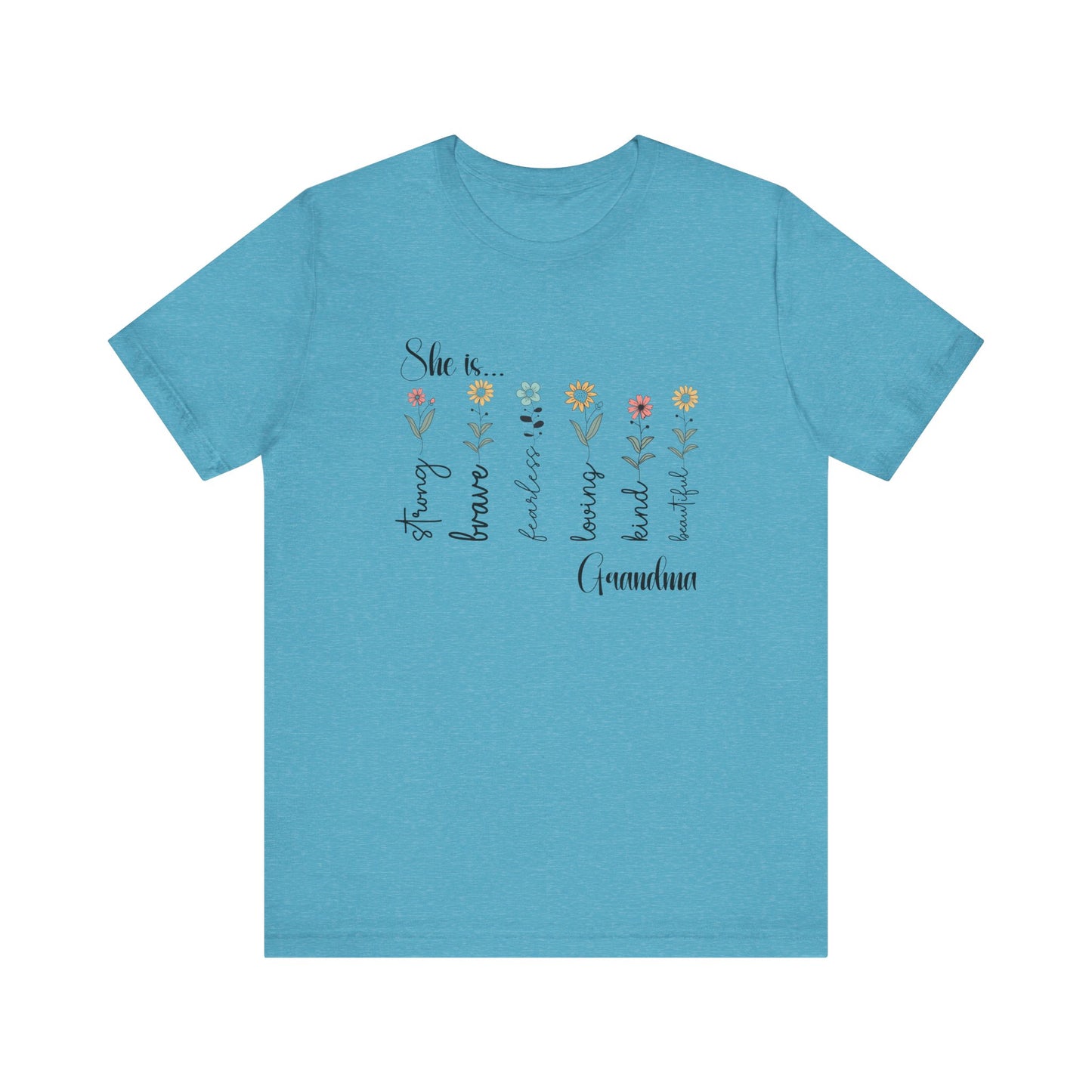 T-Shirt - Family / Grandma - Strong, Brave, Beautiful Floral Design (1)