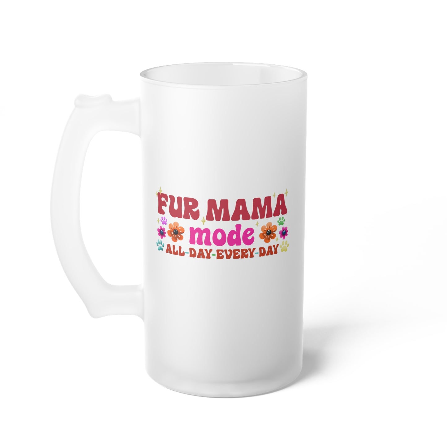 Frosted Glass Beer Mug - Fur Mama (1)