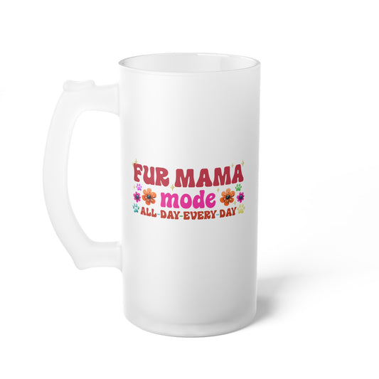 Frosted Glass Beer Mug - Fur Mama (1)