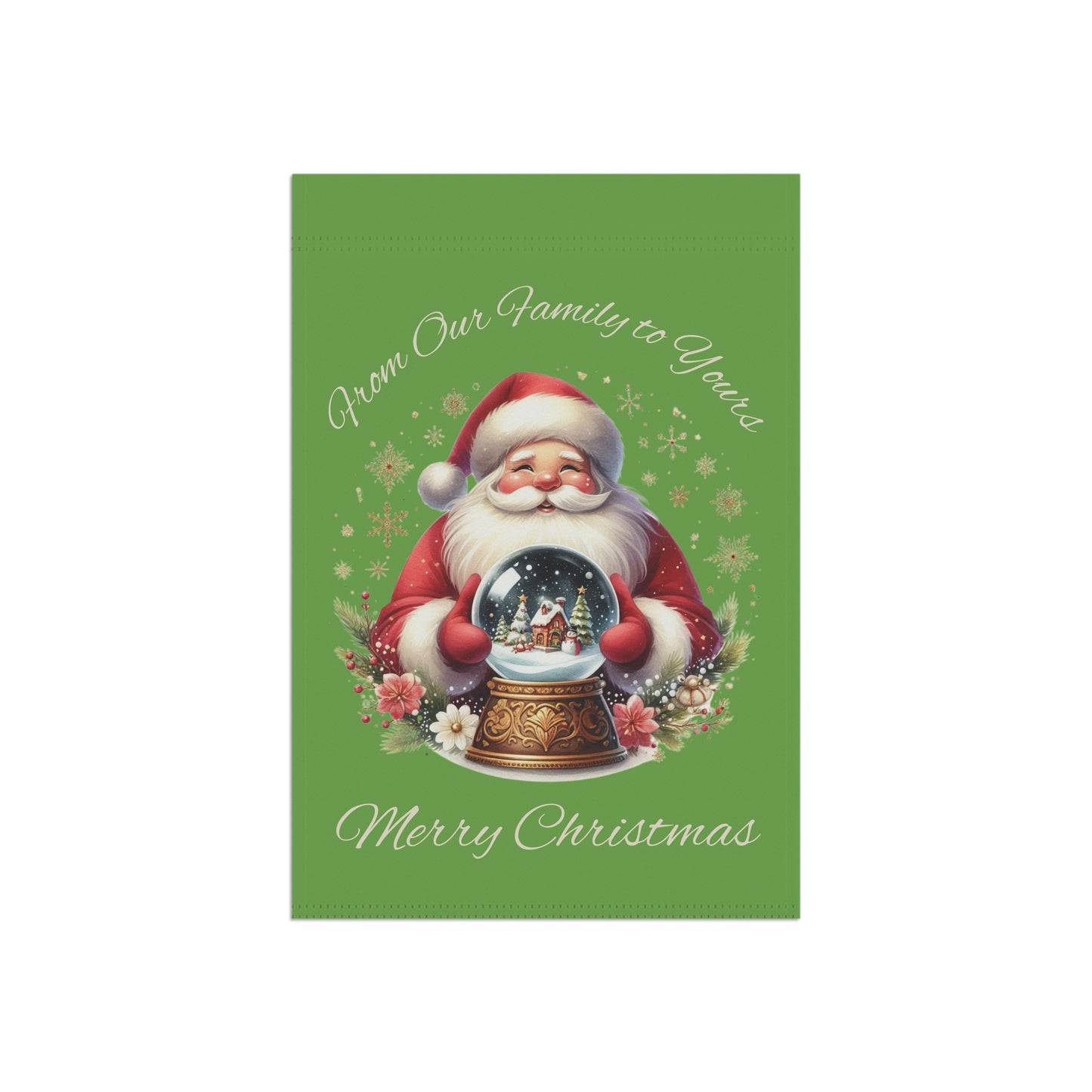 Garden Flag - Christmas - Vintage Santa (01a - Green)