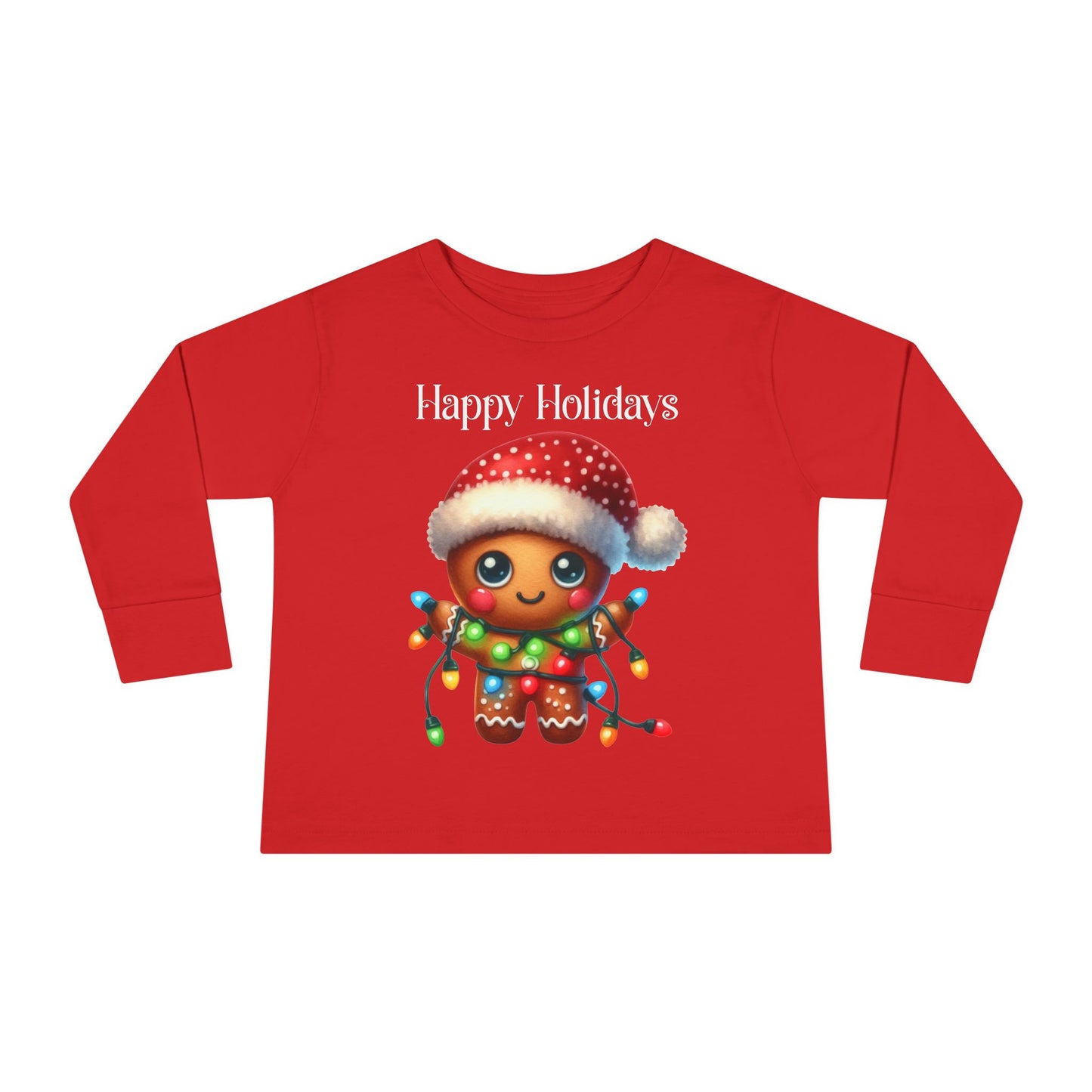 Toddler LS Tee - Christmas - Gingerbread - Happy Holidays (02a)