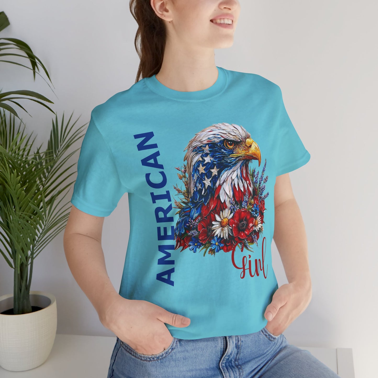 T-Shirt - American - American Girl with Eagle 01