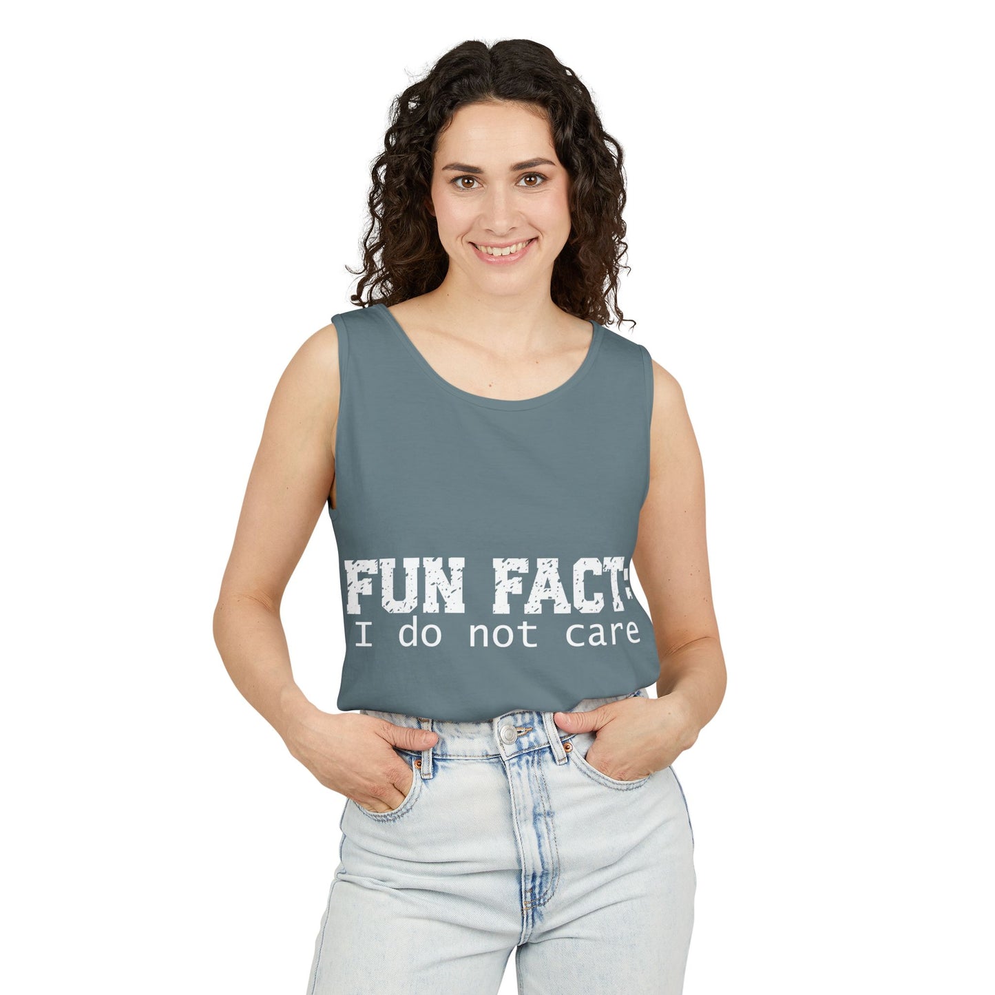 Unisex Tank Top - Funny - Fun Fact: I Do Not Care - White Writing