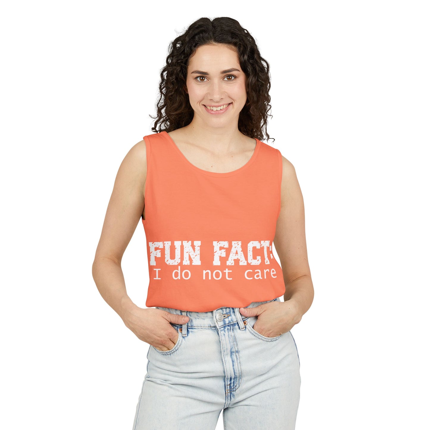 Unisex Tank Top - Funny - Fun Fact: I Do Not Care - White Writing