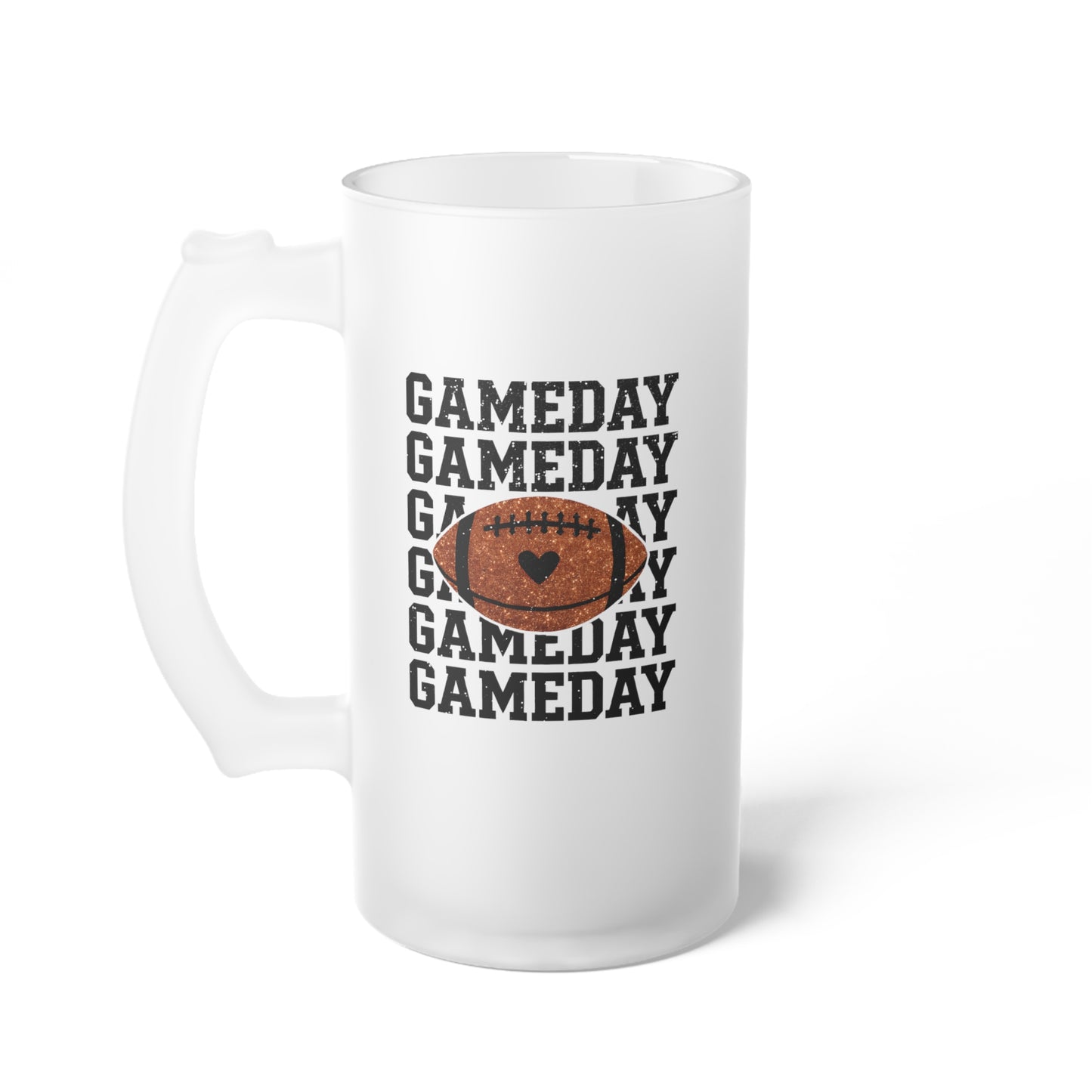 Frosted Glass Beer Mug - Football - GameDay GameDay GameDay (01a)