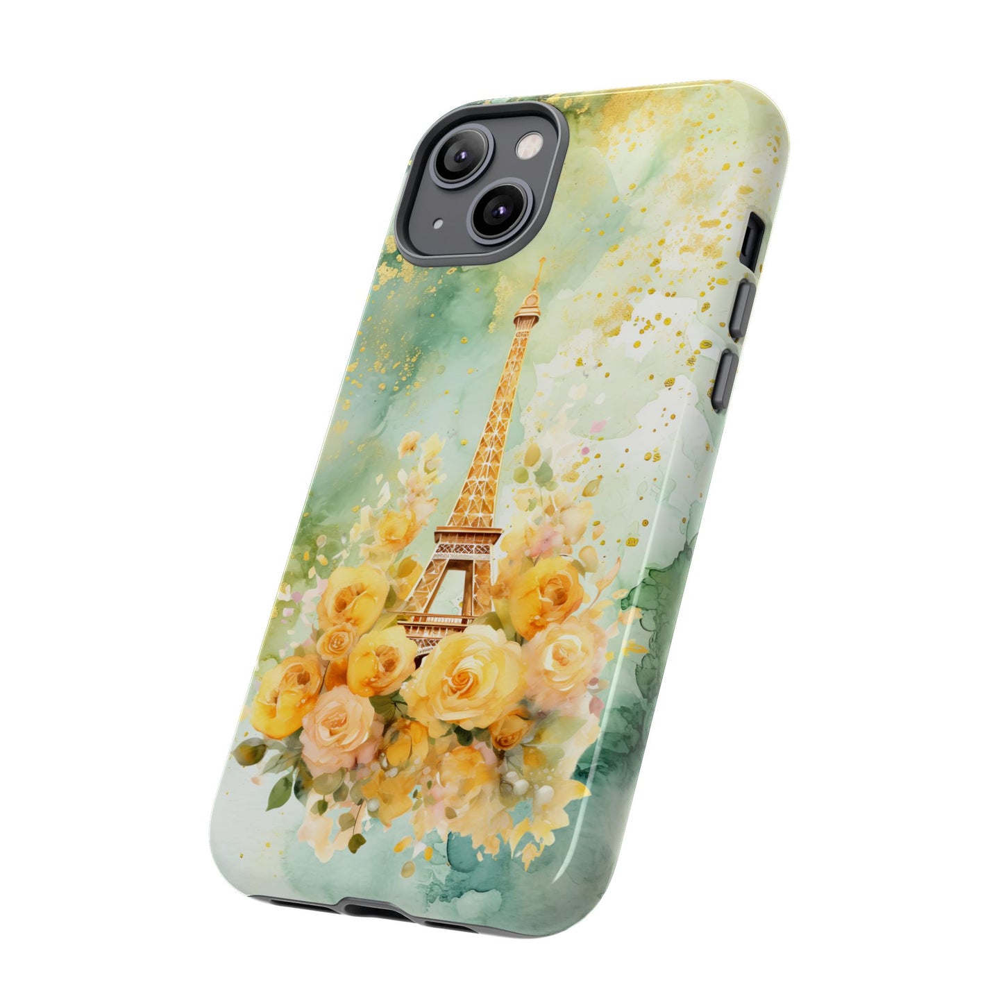 Tough Cell Phone Case - Paris - Eiffel Tower with Yellow Roses (1)