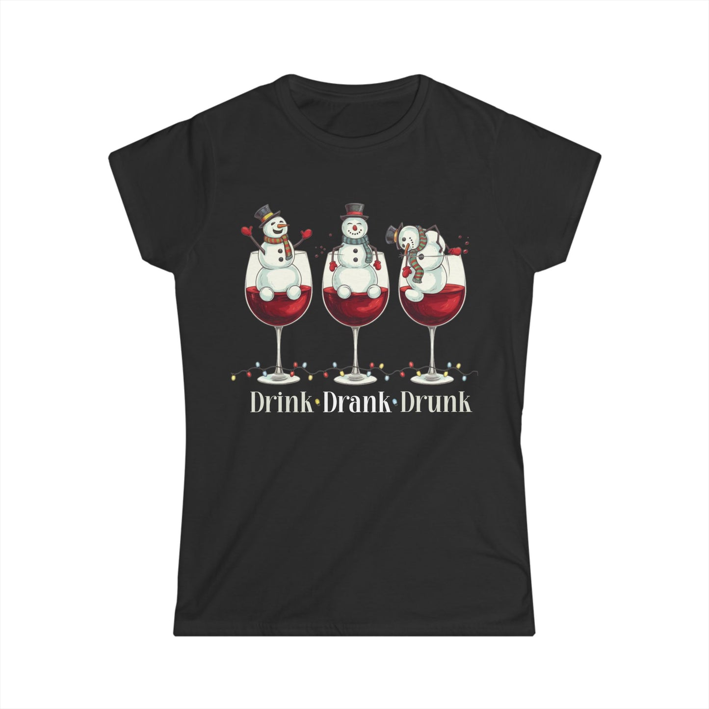 Female T-Shirt - Christmas - Wine Snowmen (01)