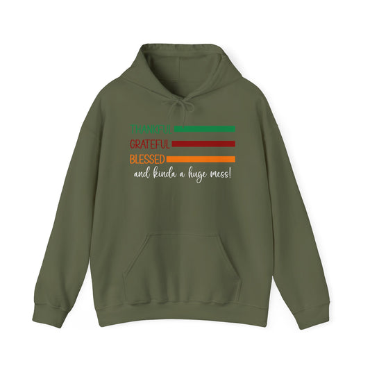 Heavy Blend Hoodie - Christian - Thankful, Grateful, Blessed & a Mess (1a)