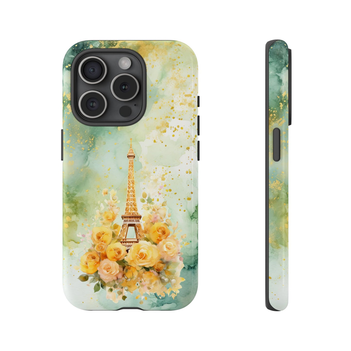 Tough Cell Phone Case - Paris - Eiffel Tower with Yellow Roses (1)