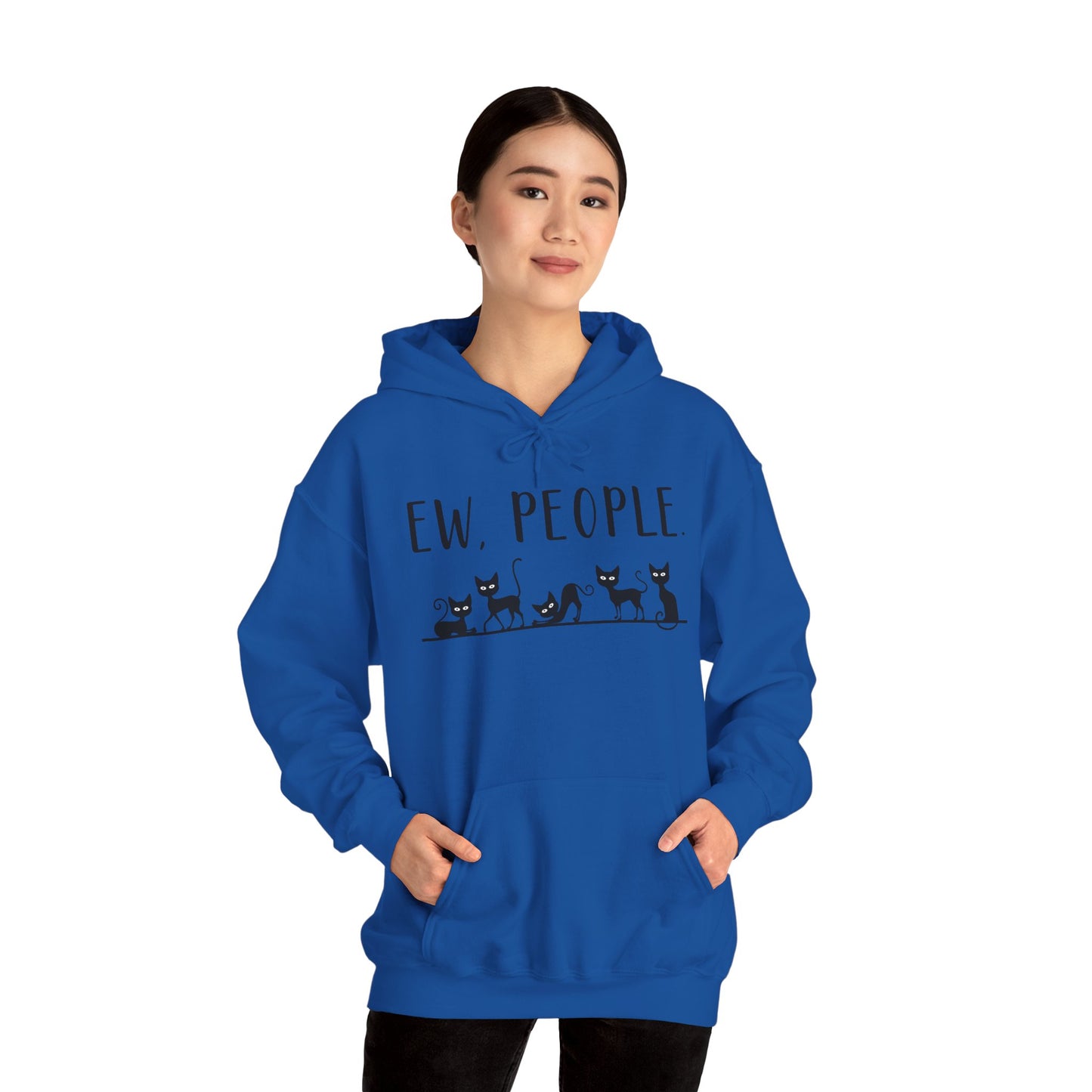Heavy Blend Hoodie - Animal Lover - Ew People with Black Cats (01)
