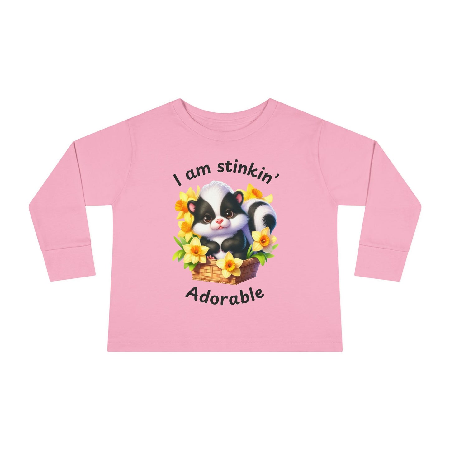 Toddler Long Sleeve Tee - Stinkin' Adorable with Skunk (1)