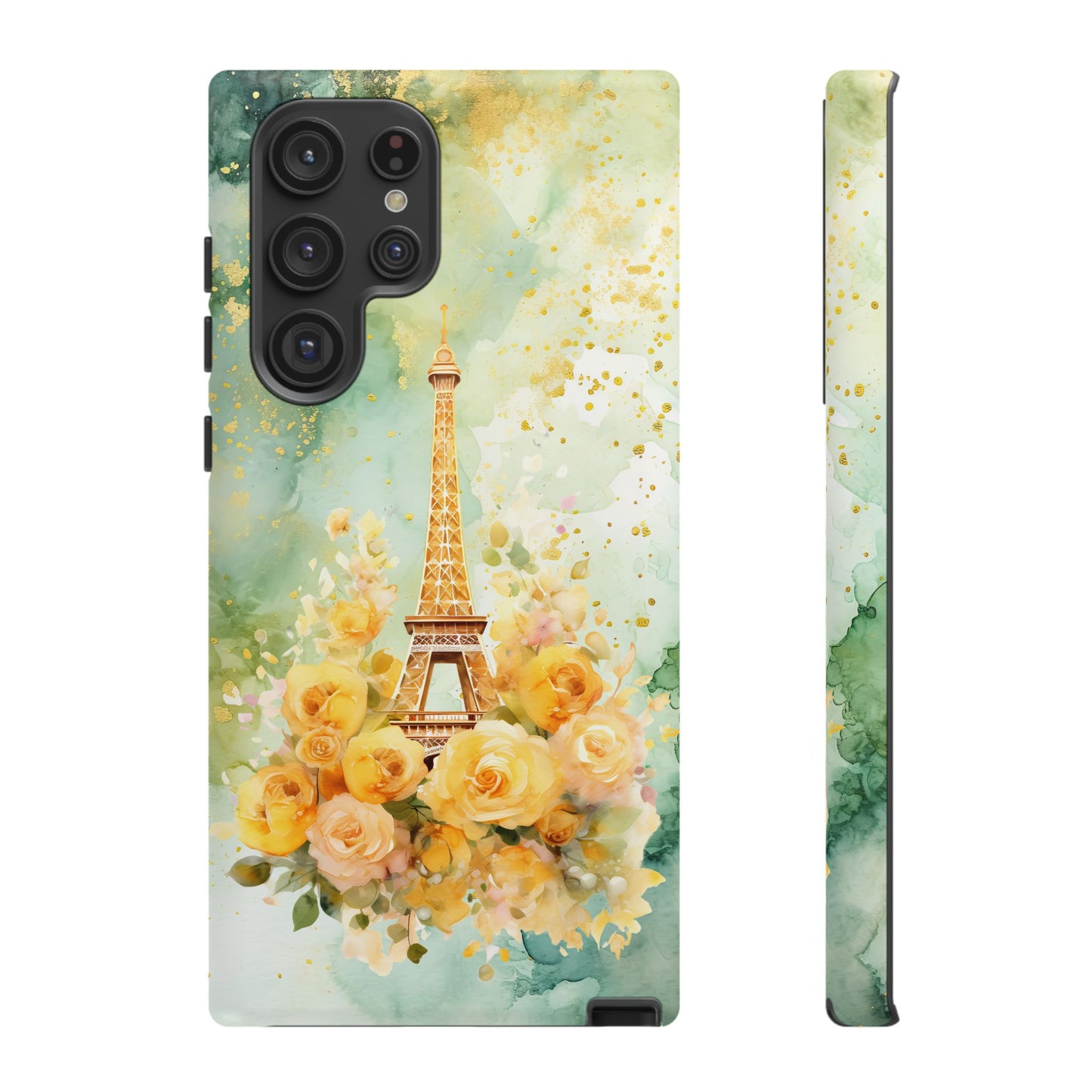 Tough Cell Phone Case - Paris - Eiffel Tower with Yellow Roses (1)