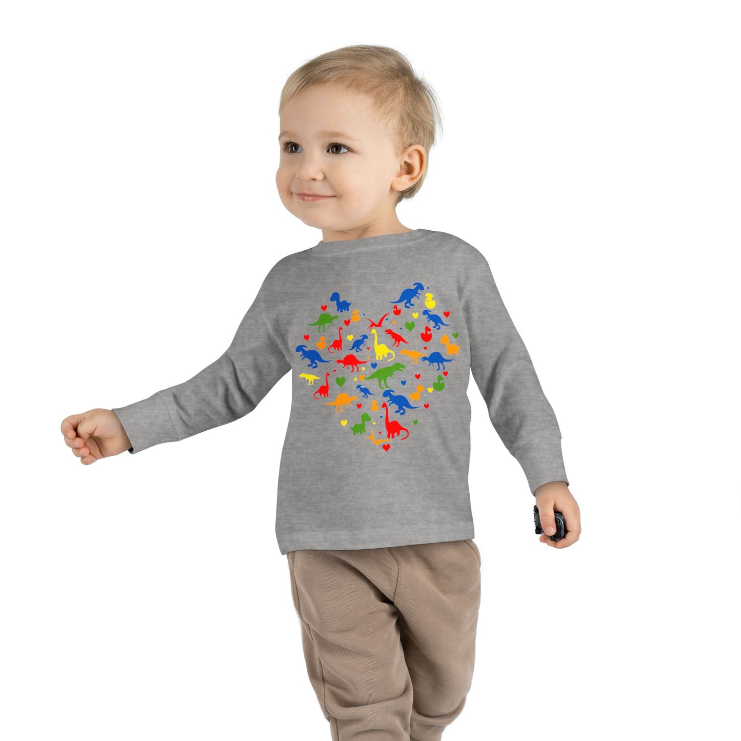 Toddler Long Sleeve Tee - Dinosaur making Heart (1)