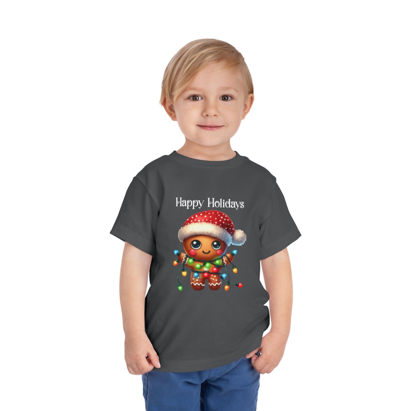 Toddler Tee - Christmas - Gingerbread - Happy Holidays (02a)