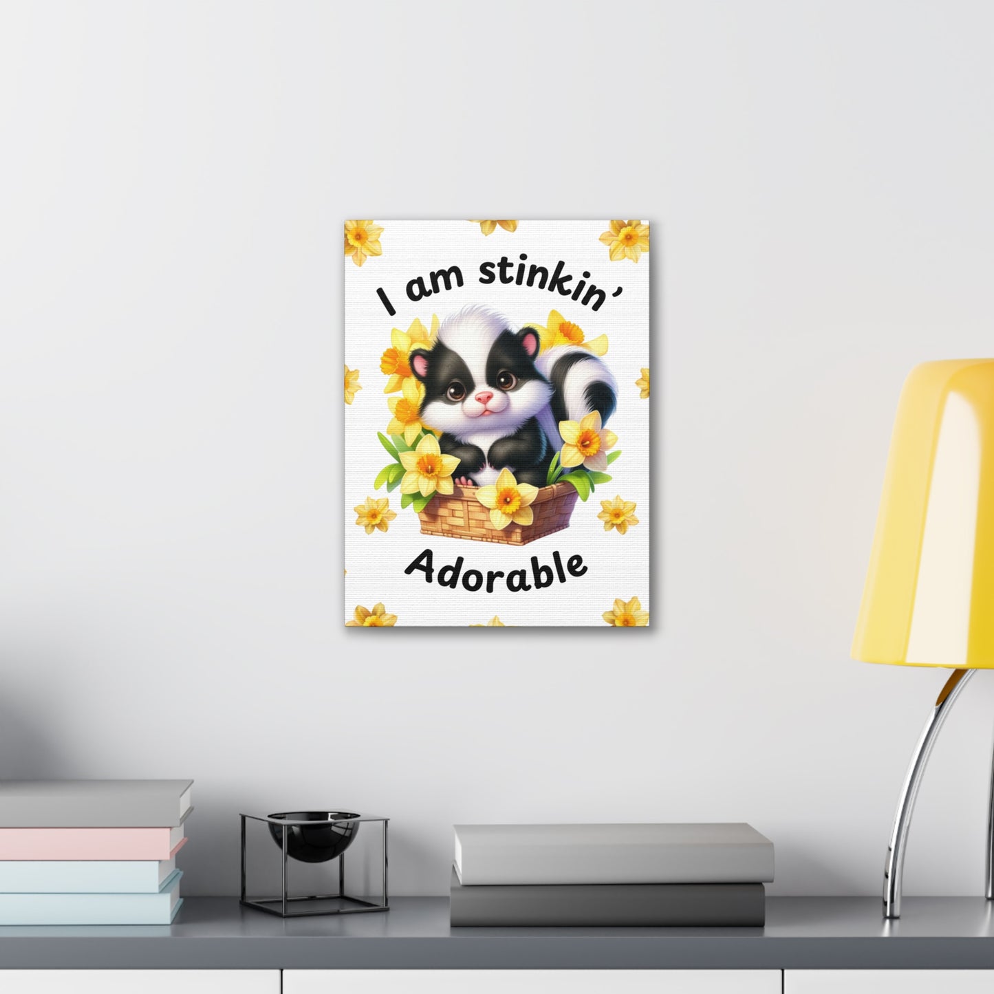 Nursery Canvas - Stinkin' Adorable with Skunk (1-b)