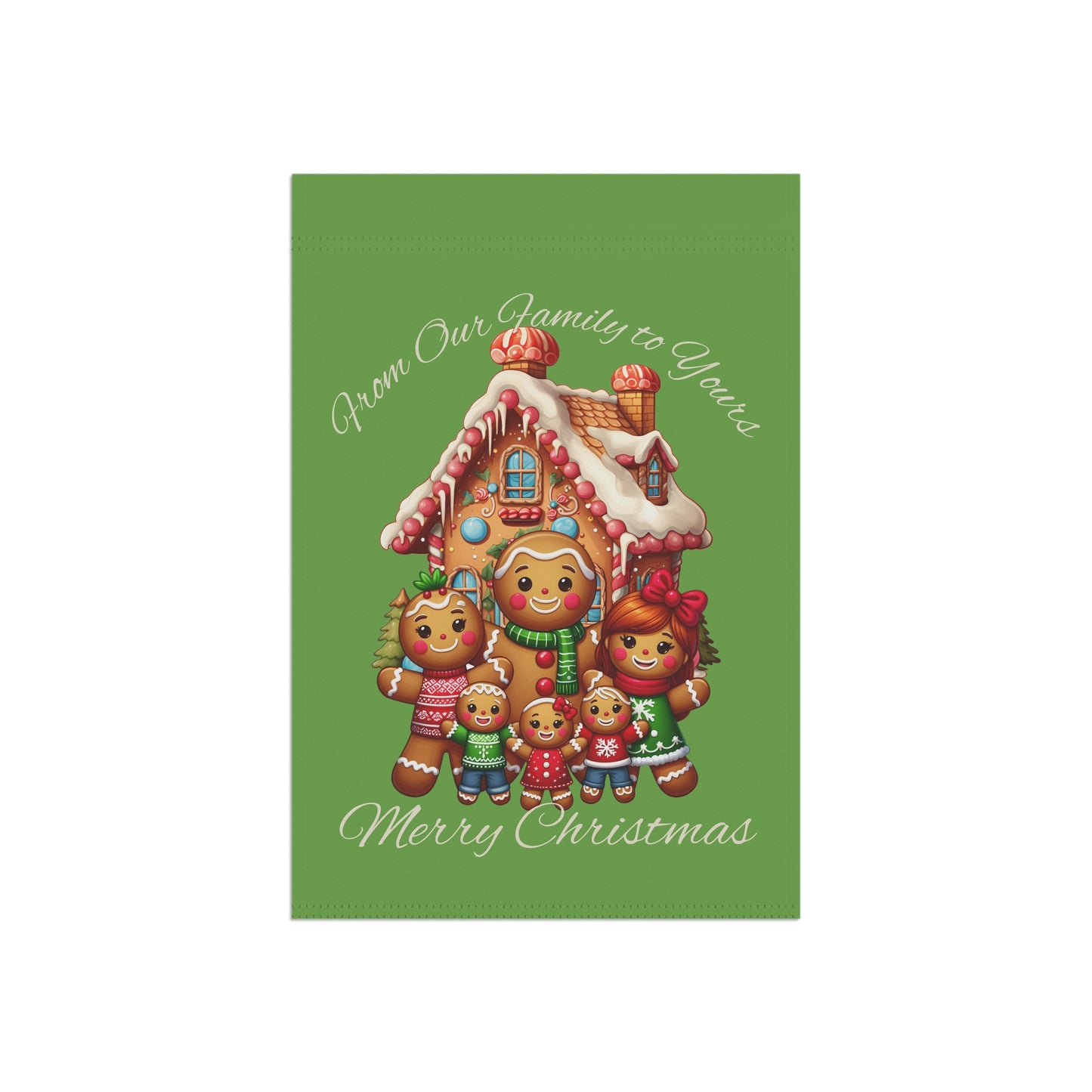Garden Flag - Christmas - Gingerbread Family (01a - Green)