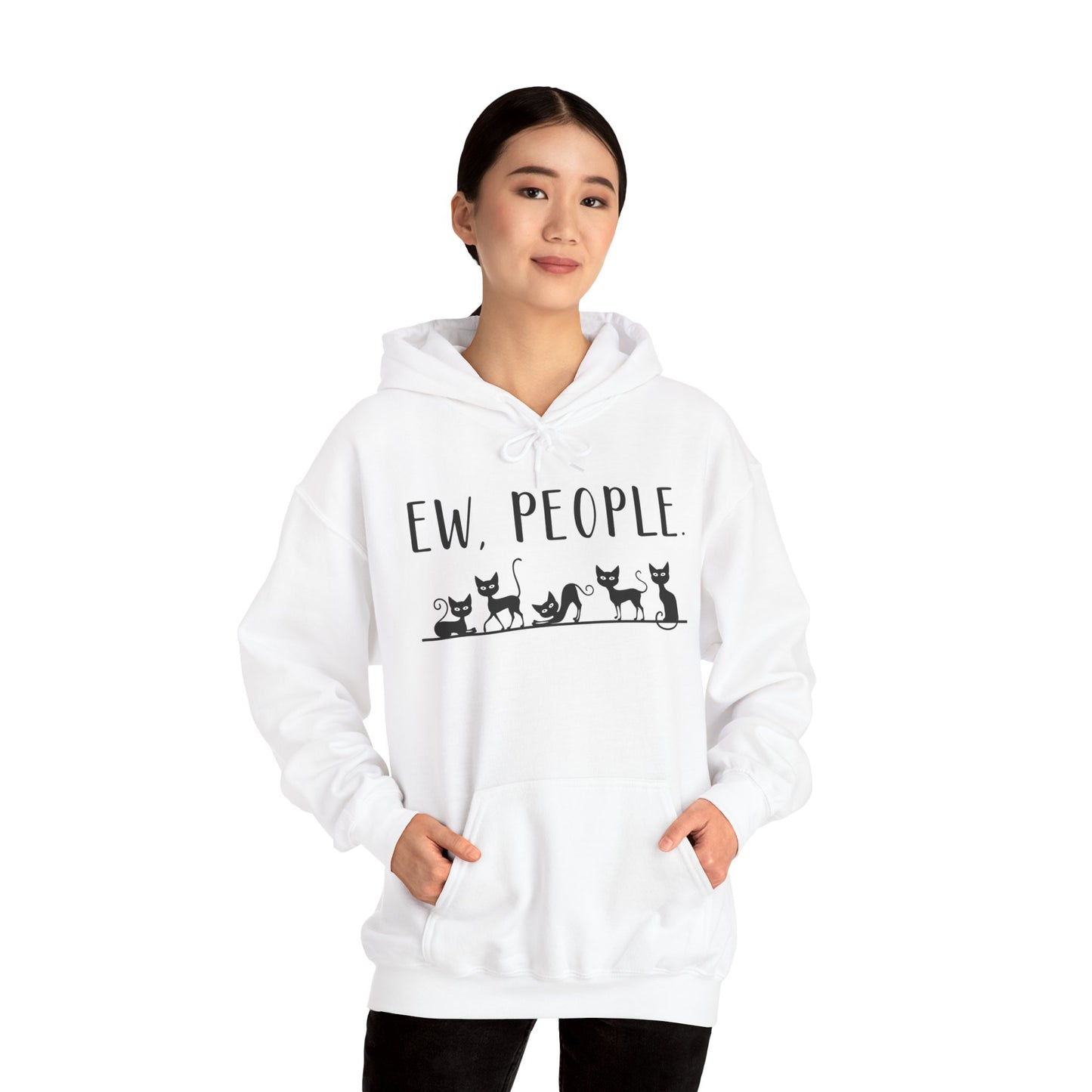 Heavy Blend Hoodie - Animal Lover - Ew People with Black Cats (01)