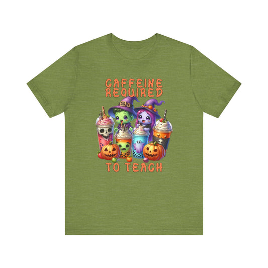 T-Shirt - Teacher / Halloween - Caffeine required to teach (01a)