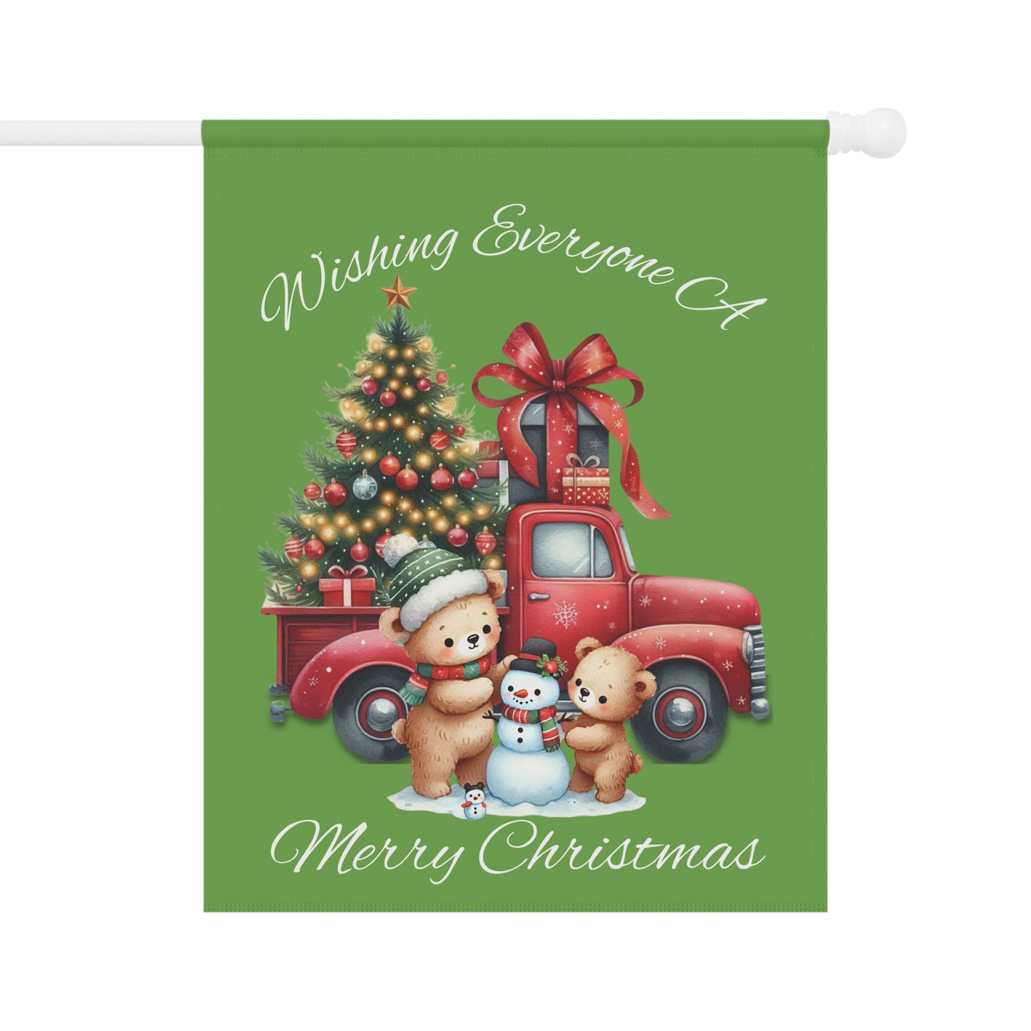Garden Flag - Christmas - Truck & Snowman (01a - Green)
