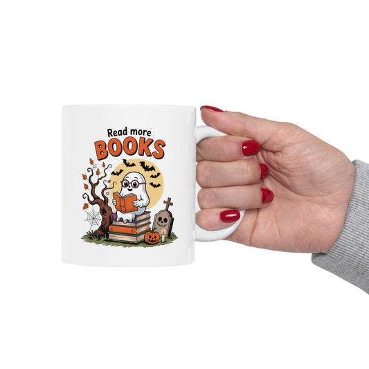 Ceramic Mug - Teacher / Halloween - Read More Books (01a)